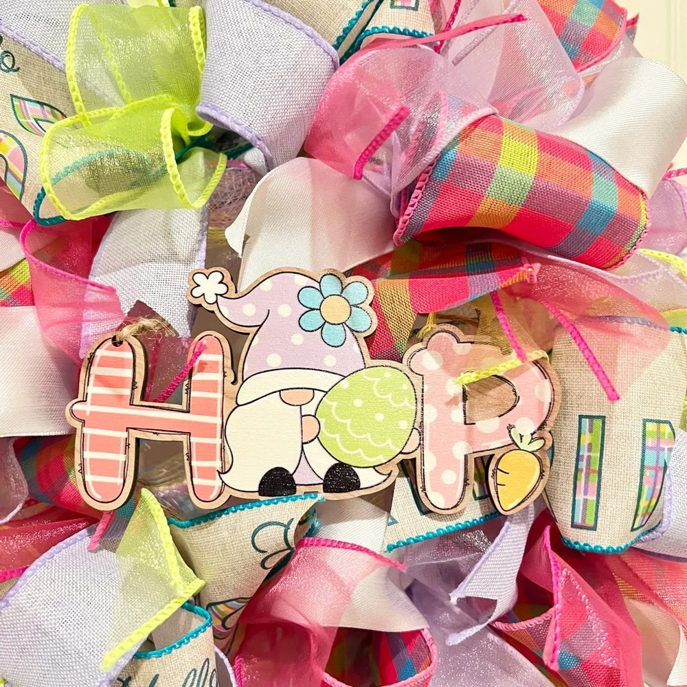 13” Easter Ribbon Wreath 